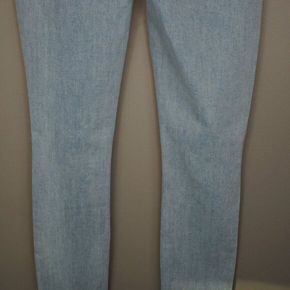 New Paige Skyline Ankle Peg Raw Hem Mid Rise Jeans in Daralyn Destructed size 25 - Picture 9 of 16